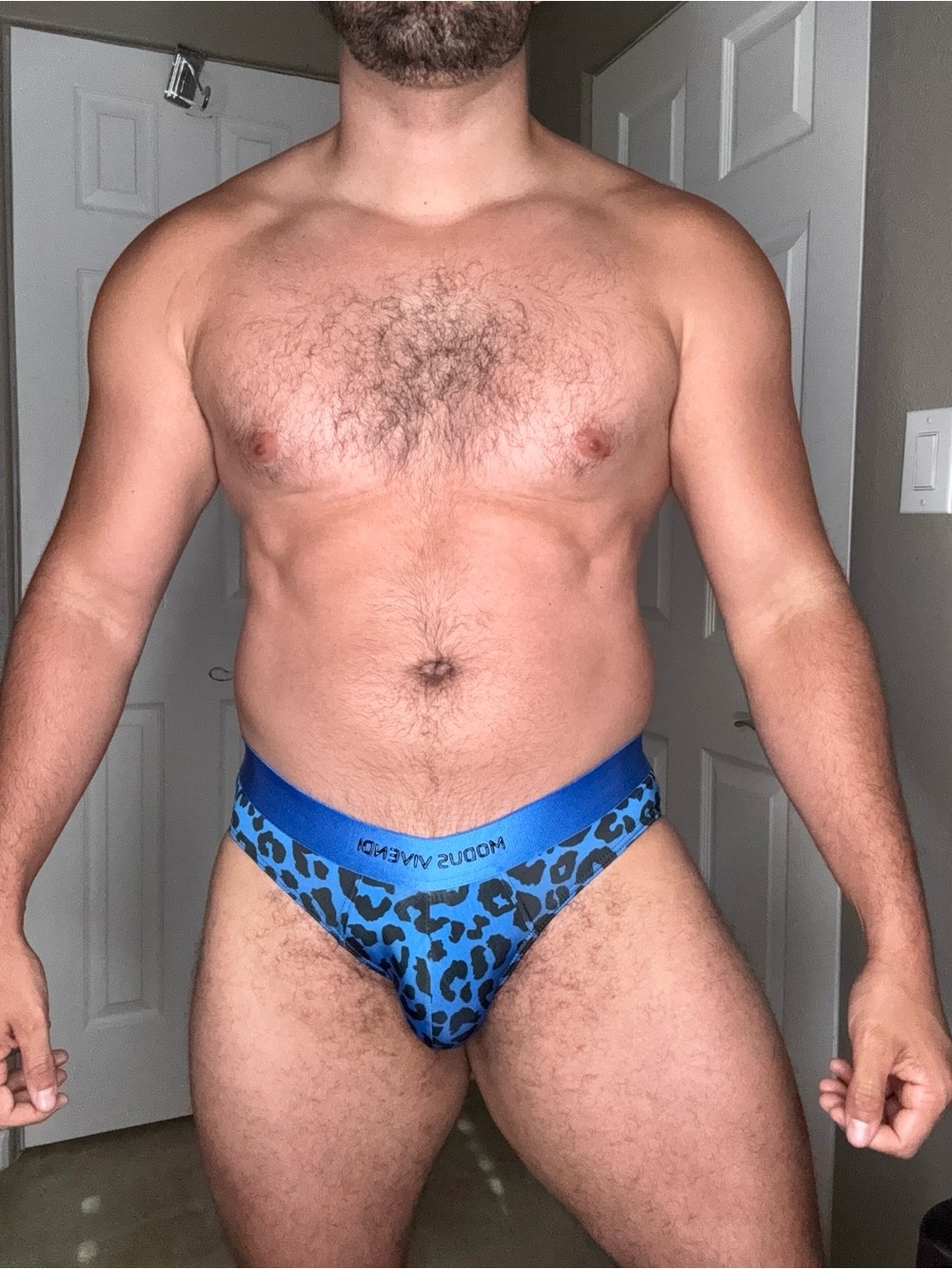 MODUS VIVENDI Blue Leopard-Print Men's Brief with Supportive Waistband